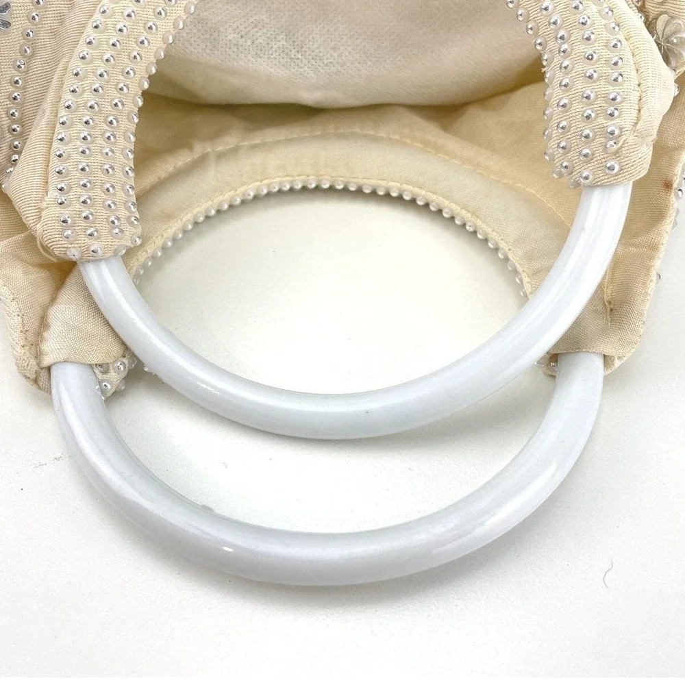 Vintage‎ 80s 11x13 Starburst Round Handle Purse Handbag Wedding Summer Coastal